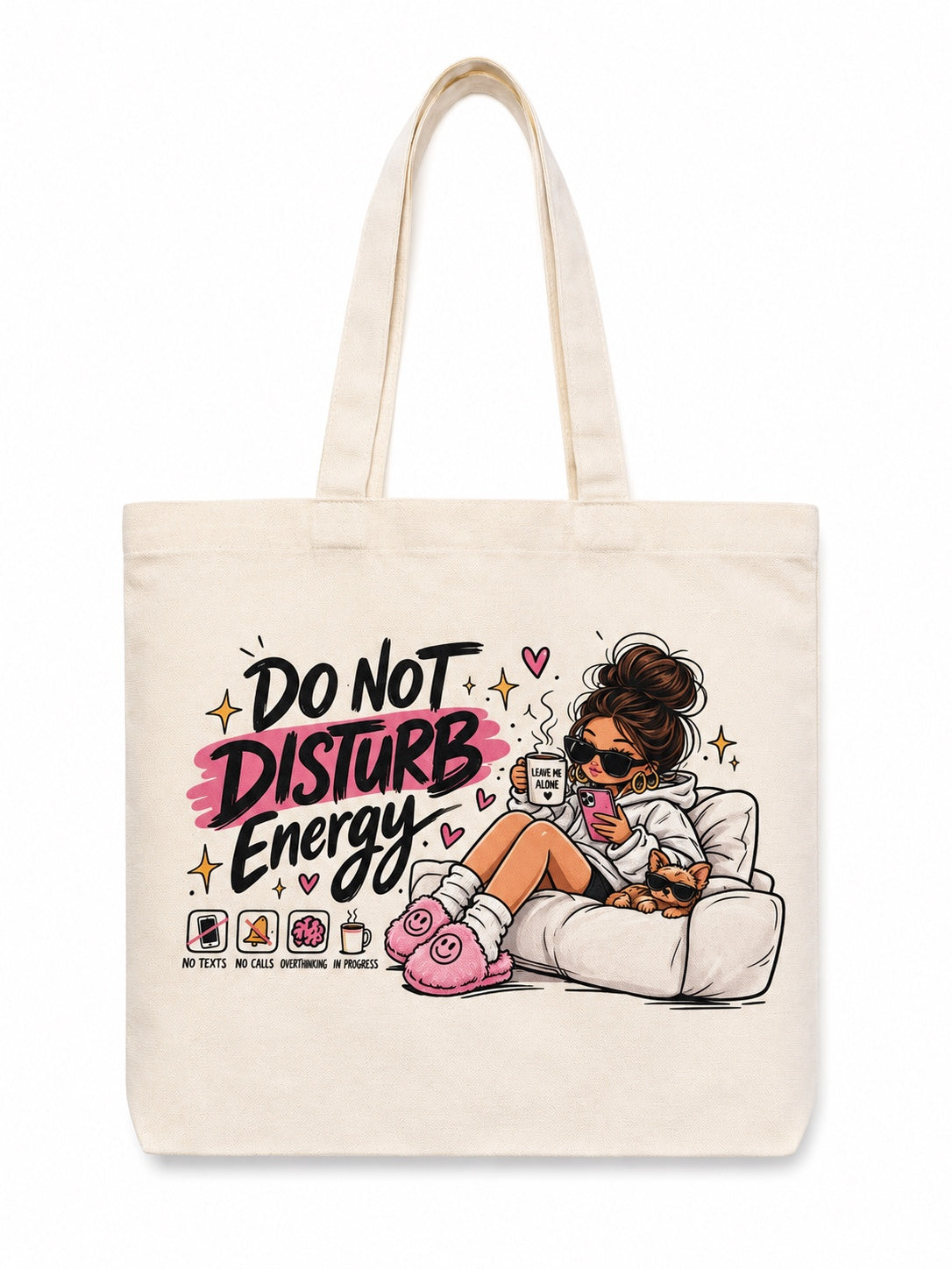 Do Not Disturb Energy Premium Canvas Tote Bag | Large Zip Tote