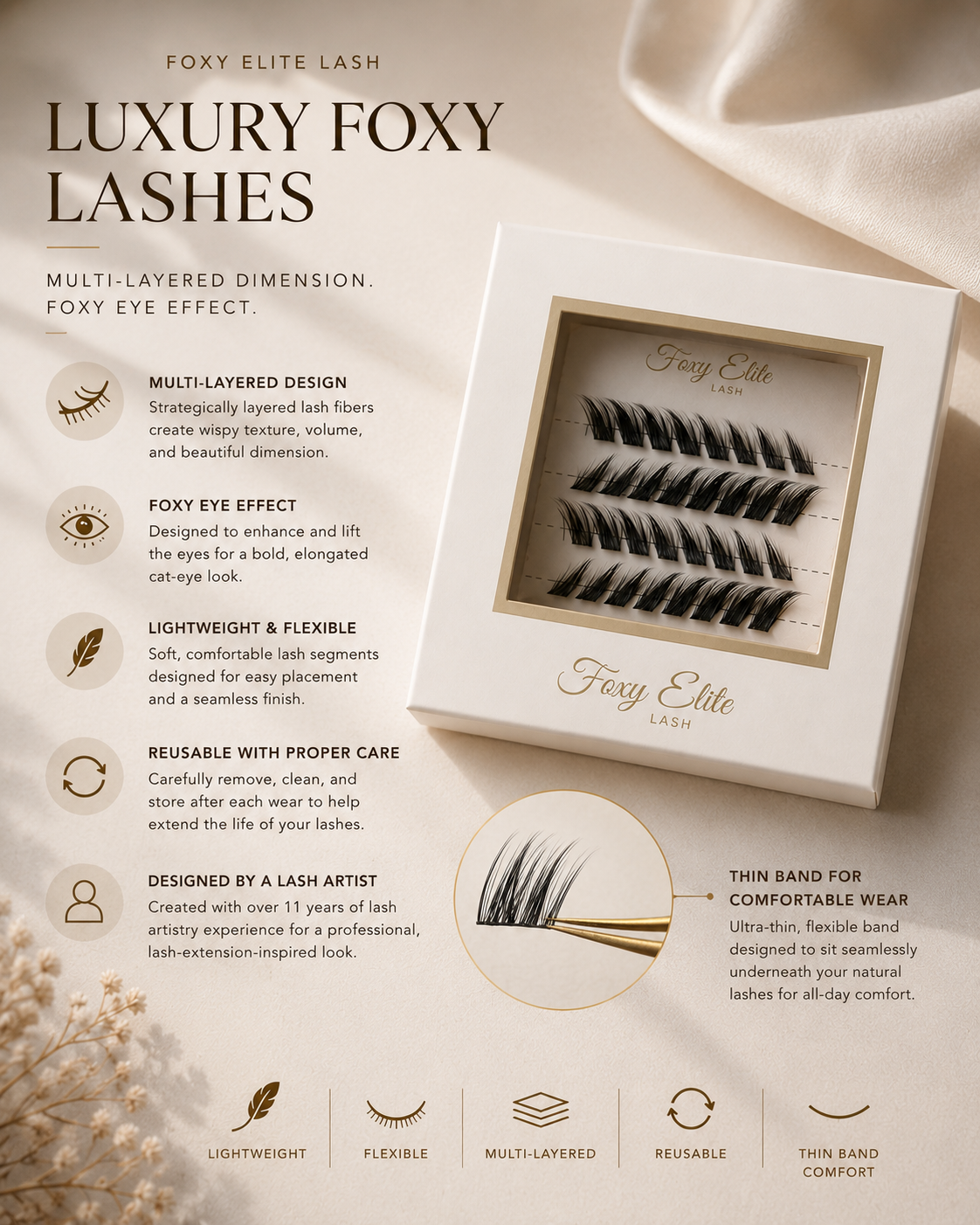Luxury Foxy DIY Lash Clusters | Wispy Multi-Layered Lashes